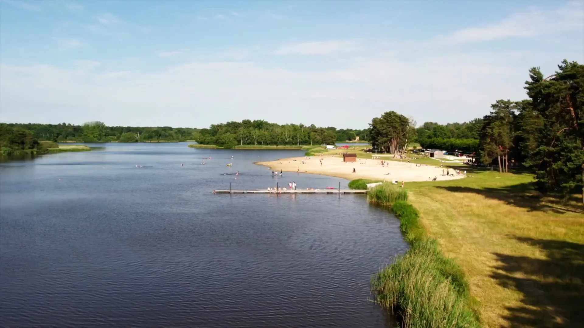 Ambiance paisible au bord de l'Étang de la Vallée situé au cœur de la Forêt d'Orléans, avec des arbres se reflétant dans l'eau calme, typique des étangs du Loiret.