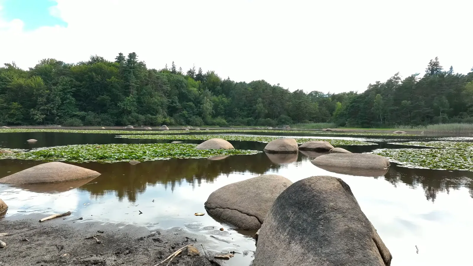 Rochers granitiques émergeant du Lac du Merle dans le Sidobre
