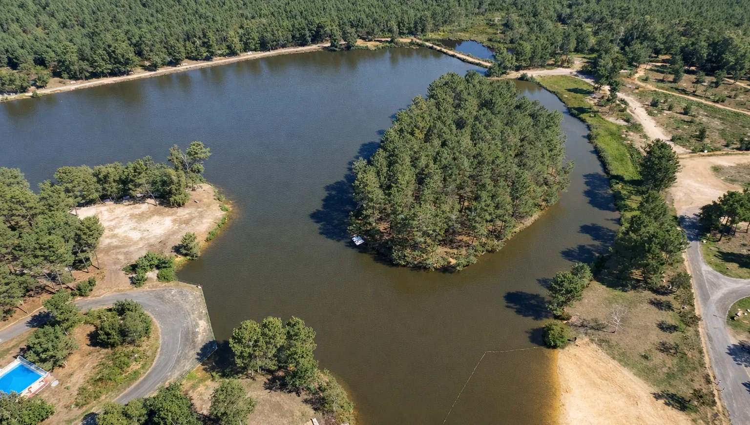 Lac Baron-Desqueyroux à Montendre, ambiance forêt de pins